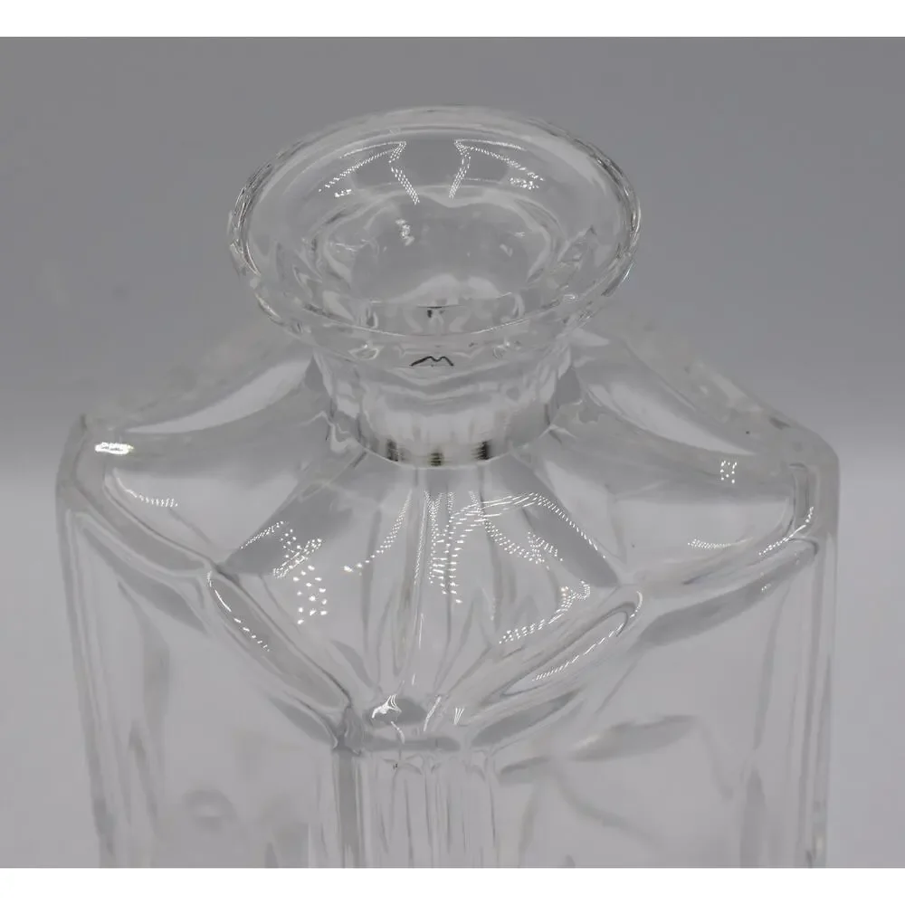 Vintage Signed Atlantis Miguel Crystal Square Whiskey Bourbon Decanter Barware